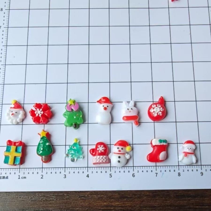 50pcs Resin Christmas Flatbacks Santa Snowman Snowflake Holly Xmas Tree Mixed Cabochons For Scrapbooking DIY Crafts Hair Jewelry