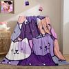 Cute Cat Print Throw Blanket – Purple for Girls, Women, Kids, Soft for Bed, Couch, Living Room, All-Season Use