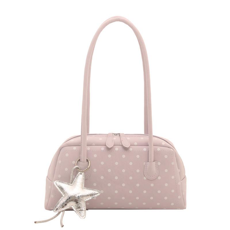 Korean Style Women's Polka Dot Bowling Bag: Large Capacity Pillow Bag for Trendy Daily Commutes