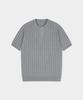 Vibrante Summer Washable Ribbed Henley Neck Knit - Light Gray