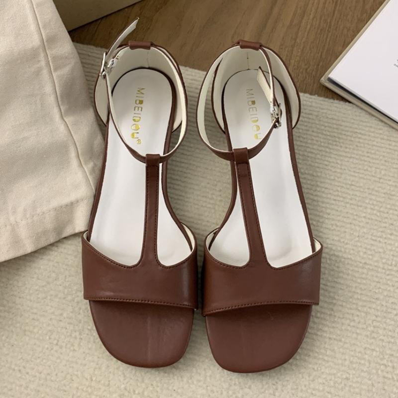 Fashion T Strap Shallow Women Roman Shoes Sexy Open Toe Ankle Strap Women Sandals Summer Comfortable Buckle Luxury Designer Shoes Woman
