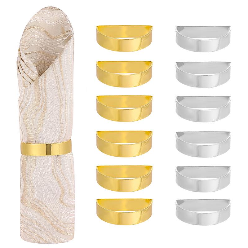 Anneau de serviette en métal semi-circulaire lisse - Décoration de table élégante en forme de D pour hôtels