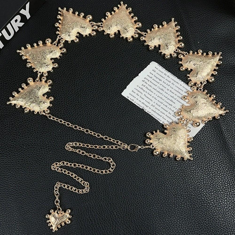 Punk Zinc Zinc Alloy Waist Chain Vintage Adjustable Belt Fashion Heart Chain Waistband  Streetwear