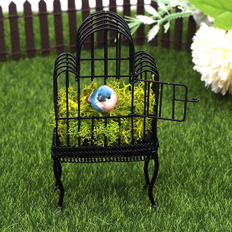 1:12 Puppenhaus Mini Eisen Kunst Vogelkäfig Modell Puppenhaus Miniatur Vogelhaus Garten Dekor Spielzeug Puppe Micro Szene Bau Requisiten
