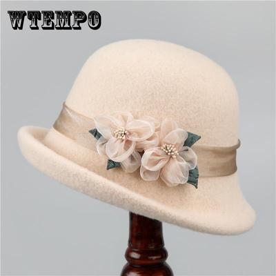 Elegant Floral Fleece Bucket Hat] Women'S Elegant Vintage Autumn/Winter Fleece Bucket Hat with Rolled Brim and Fashion Floral Accent, Fisherman Cap