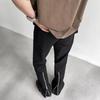 Pantalones de micro-tiro de deconstrucción americana para niños cremallera negra abertura pierna recta marca de moda para hombre mono versátil