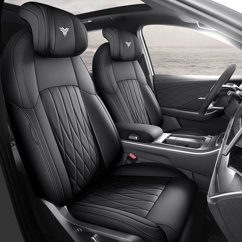 Nezha L Universal Full Leather Car Seat Cushion - Perforated, Full Surround, All-Season Cover.