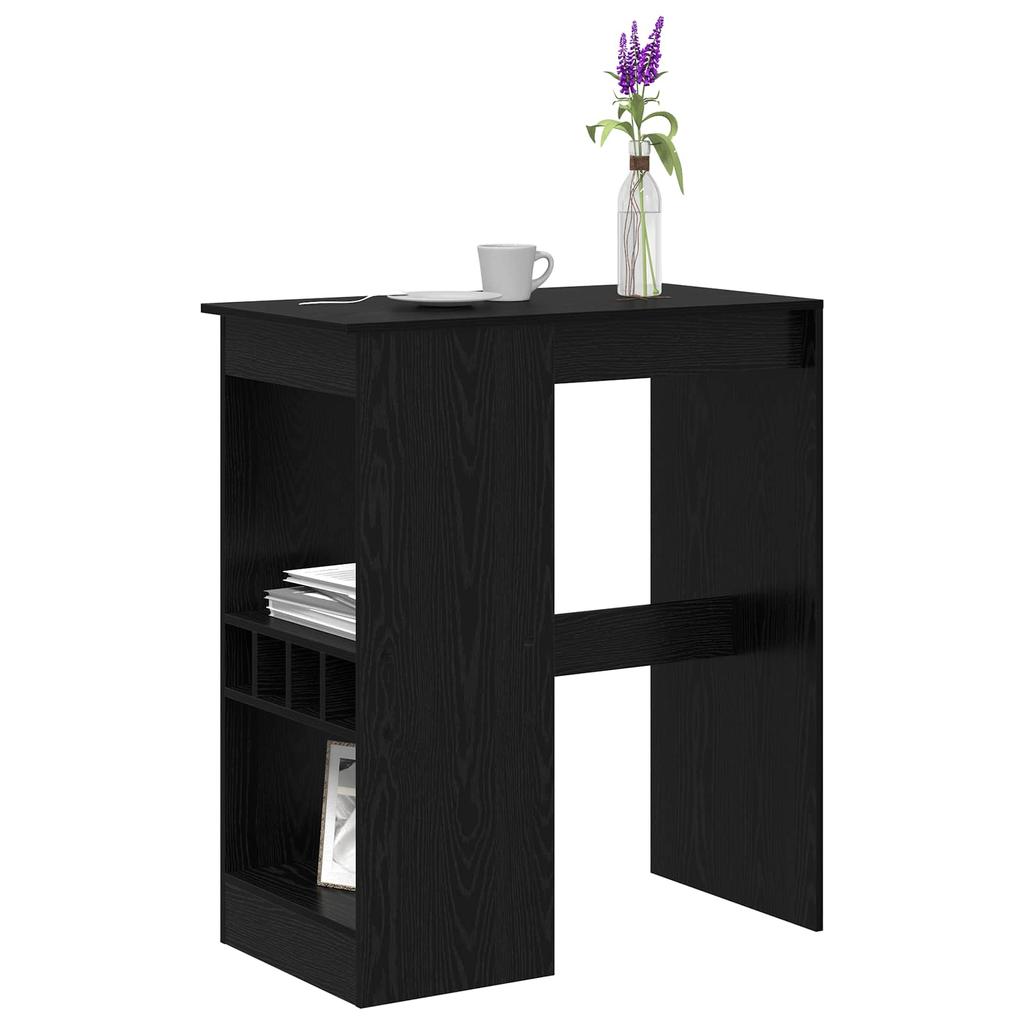 Bar Table with Shelf Black Oak Effect 90 x 47.5 x 103.5 cm