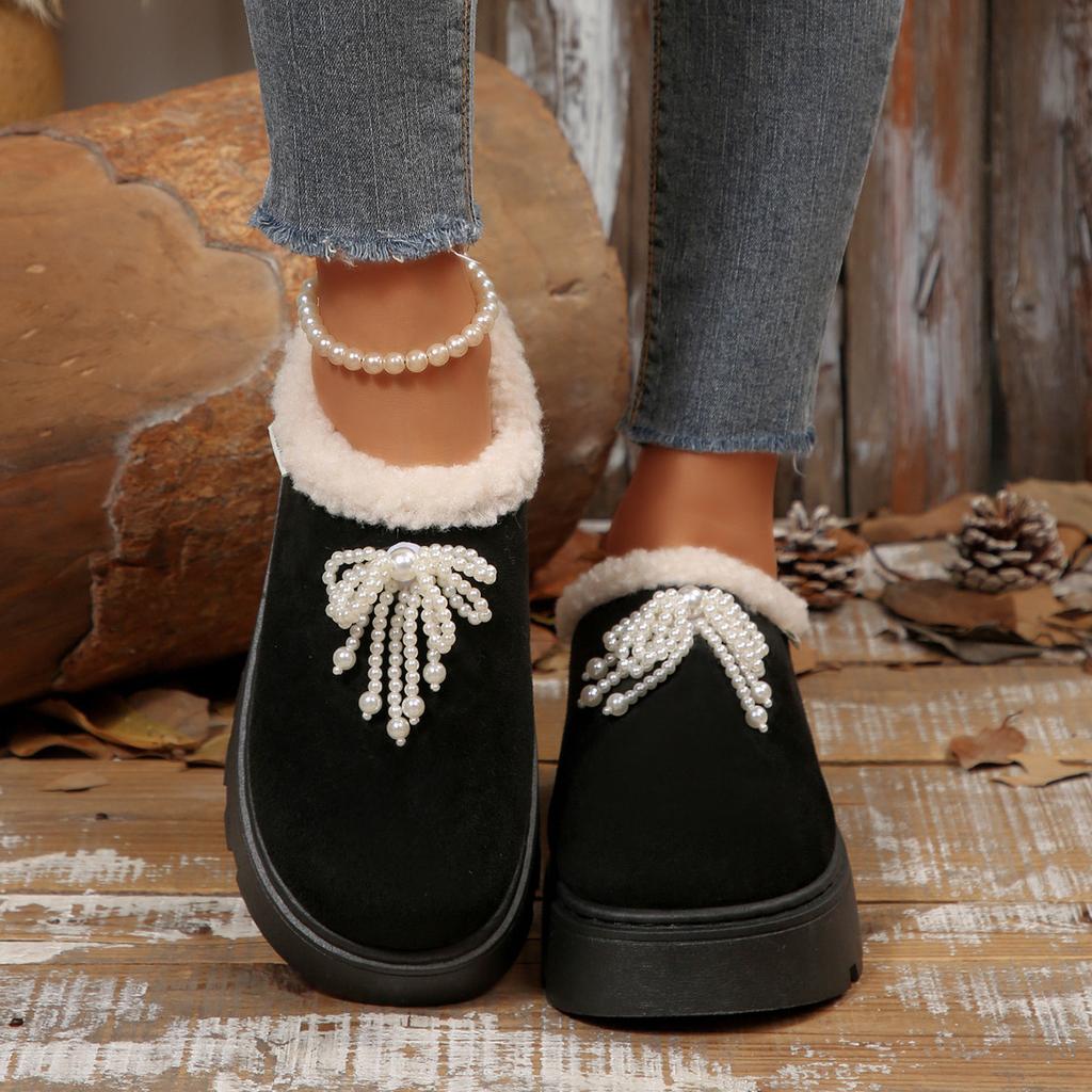 Shorty platform Birkenstock cotton shoes autumn and winter new warm non-slip retro lace-up velvet casual