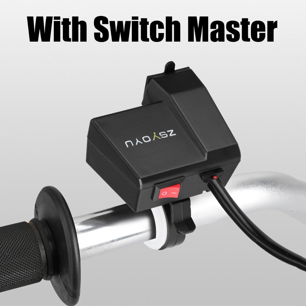 24V 12V Motorcycle USB Chargers 3.0 5V 3.6A Power Adapter With 25A Fuse Dual Ports Splitter With Voltmeter Waterproof Cover