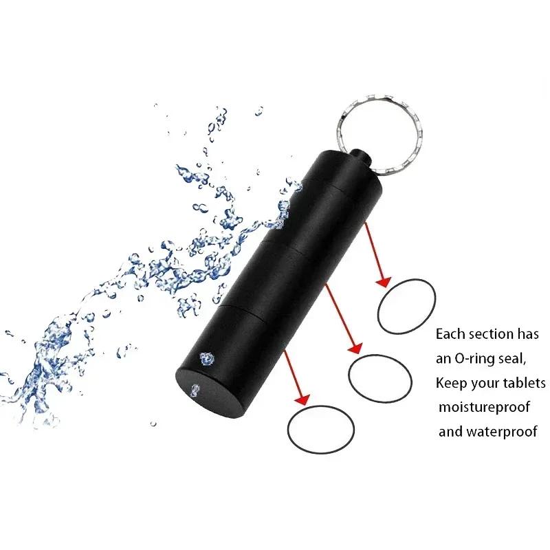 New Hot Aluminum Waterproof Pill Box Case, Portable Mini Sealed Organizer Tablet, Travel Medicine Vitamin Oils Storage Container