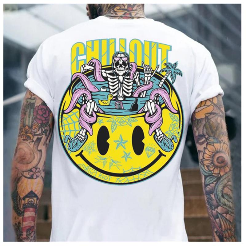 Fashion 3D Trend Skull Pattern Printed Men's T Shirt Round Neck Loos Tops Breathable Comfortable Summer Oversized Clothing