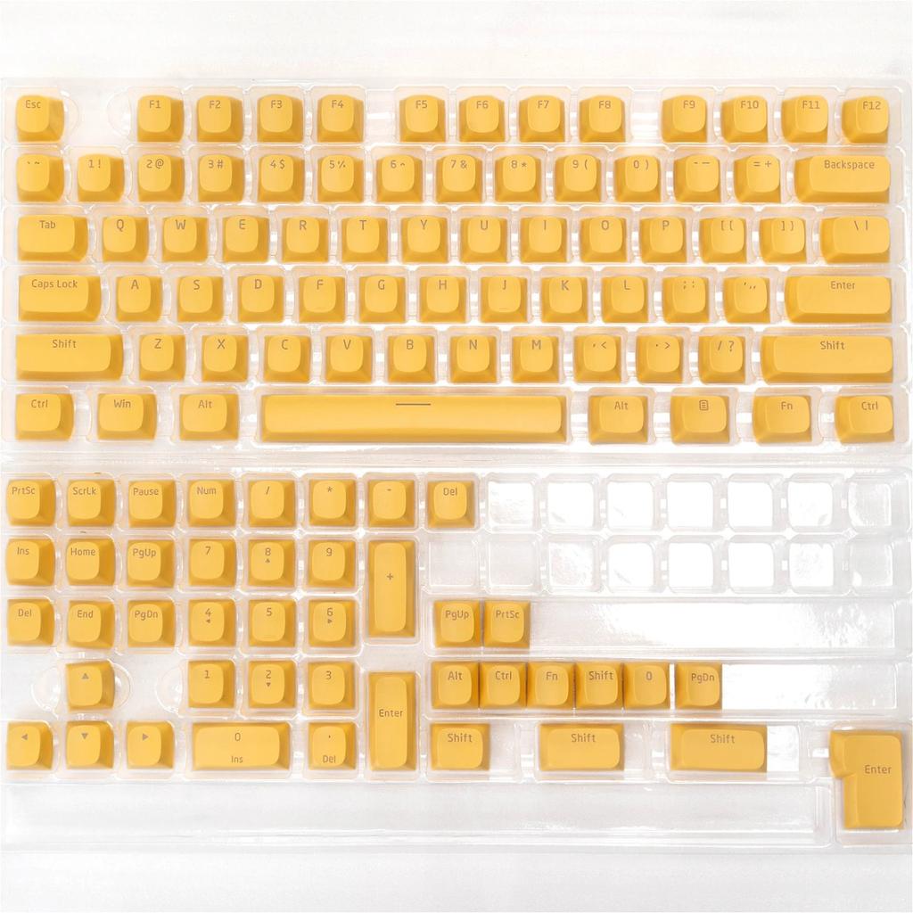 Little Pudding Yellow Character Translucent OEM Key Cover Kit PBT+PC 117 Key for 68 75 87 104 Mechanical Keyboard
