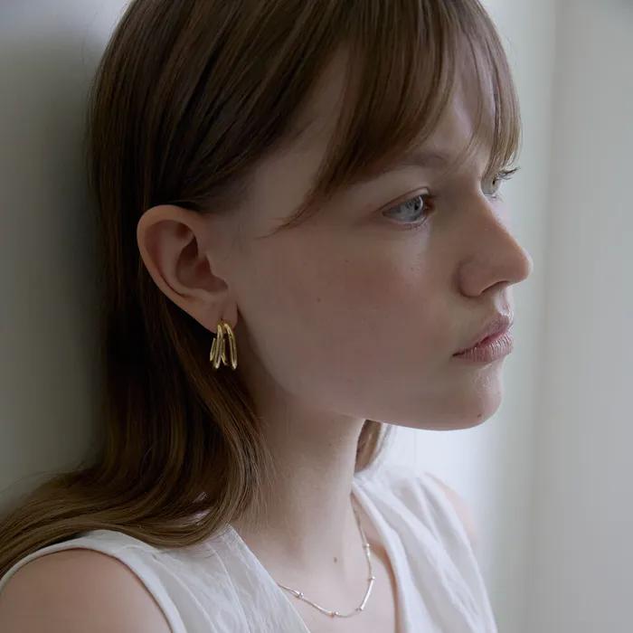Dual Arc Hoop Earrings