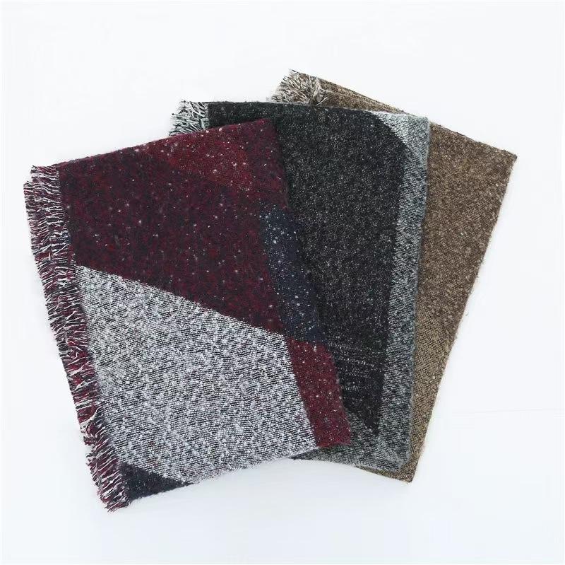 Damen Herbst und Winter Warmer Verdickter Quastenschal Temperament Lange Sektion Schrägwinkel Stola