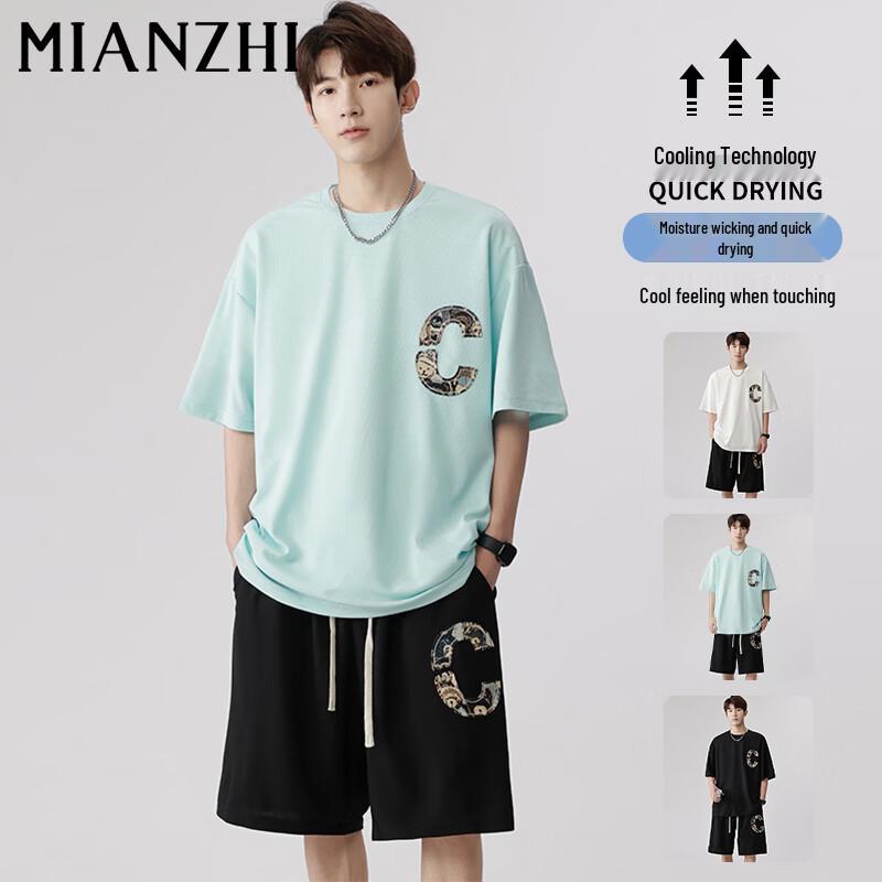 

Men s Summer Print Short Sleeve T-Shirt & Shorts Set XL