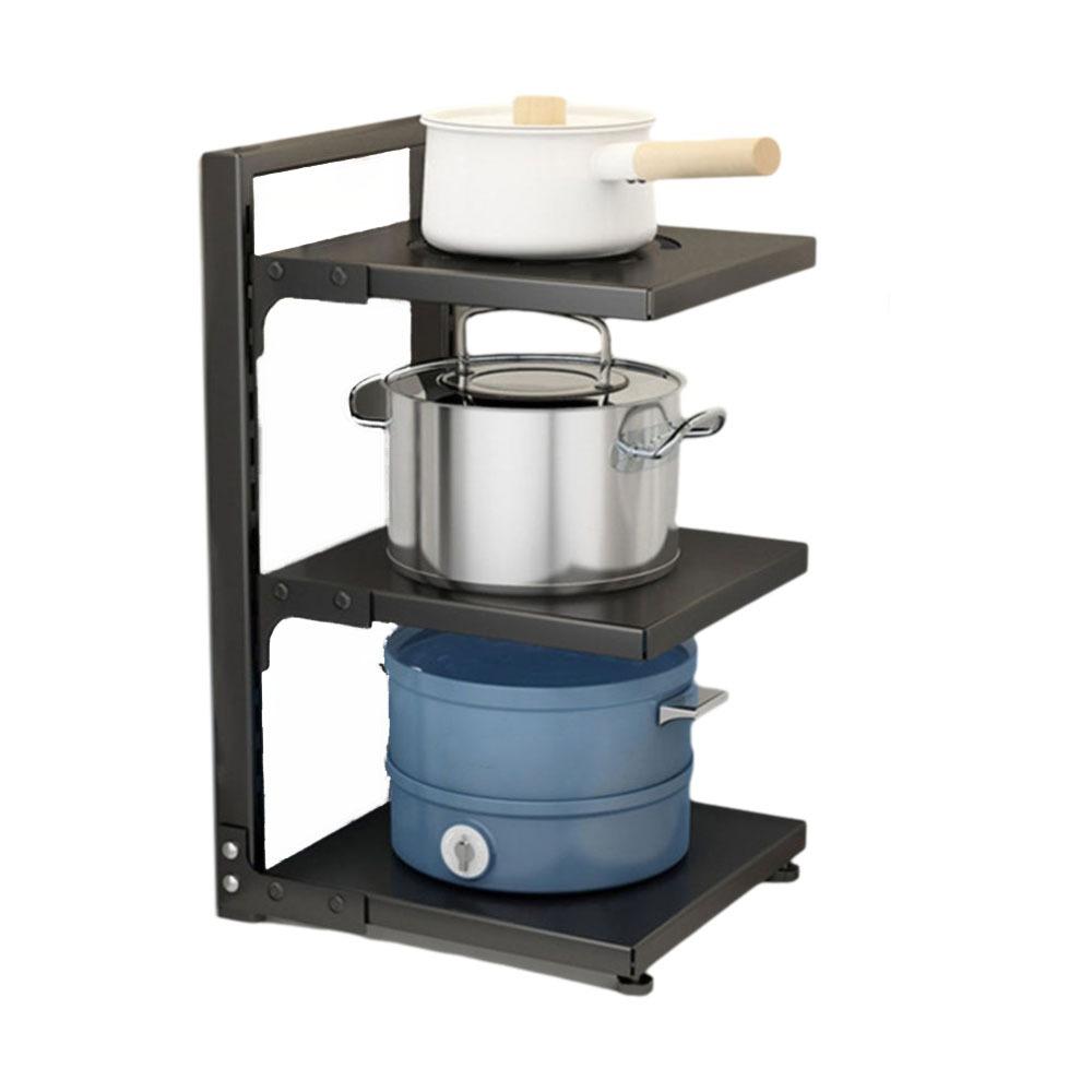 Adjustable Cabinet Layered Pot Rack Carbon Steel Pot Storage Rack Sink Storage Organizer  for Home