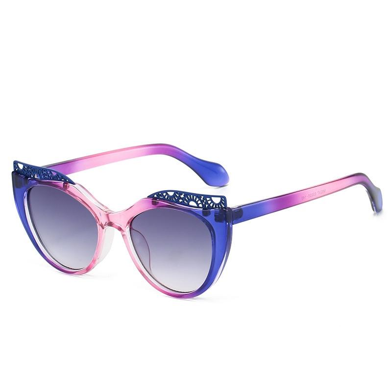 New Luxury Colorful Cat Eye Sunglasses for Women Hollow Frame Design UV400 Protection All Match Casual Glasses