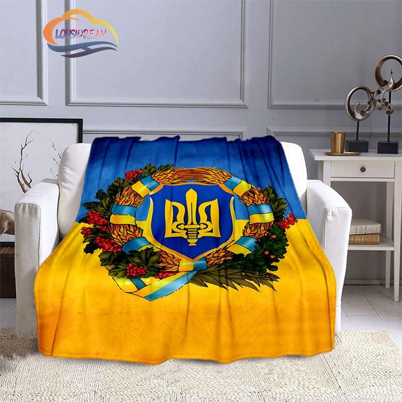 Modische Decke der ukrainischen Fußballmannschaft mit goldenem Logo für Erwachsene und Kinder, 3D-gedruckte warme Decke, Geschenkdecke für Sportliebhaber