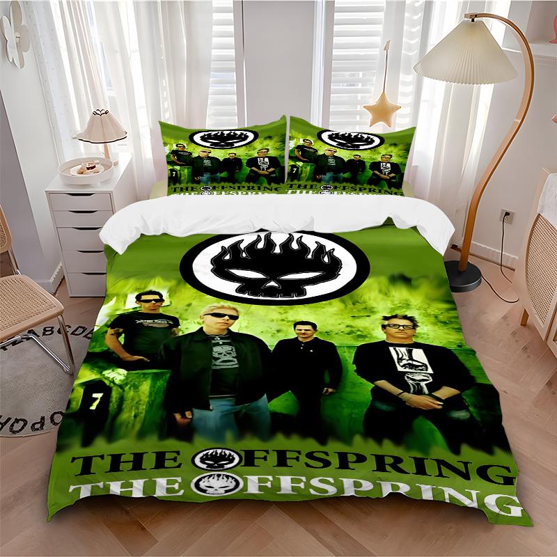 3Pcs Skull Flames Band Bedding Set Soft Fabric Duvet Cover Pillowcases Home Christmas Xmas Halloween Gift 1 Duvet Cover 2 Pillowcase G141