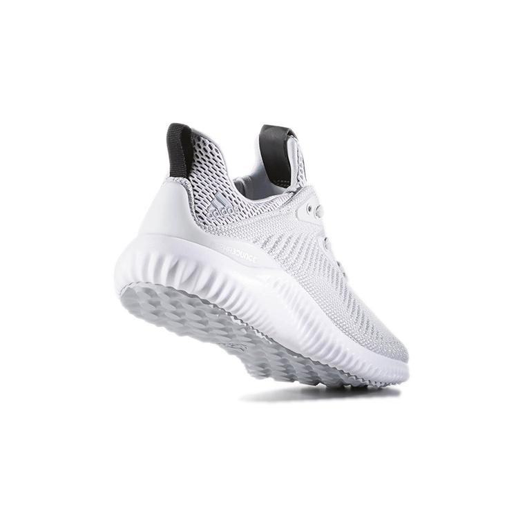 Adidas AlphaBounce Comfortable Round Toe Abrasion Resistant Low top Kids' Running Shoes Gray White BB7094