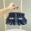 Pu Clutch Bag For Women With Embellished Rhinestones And Folded Design For Evening Events