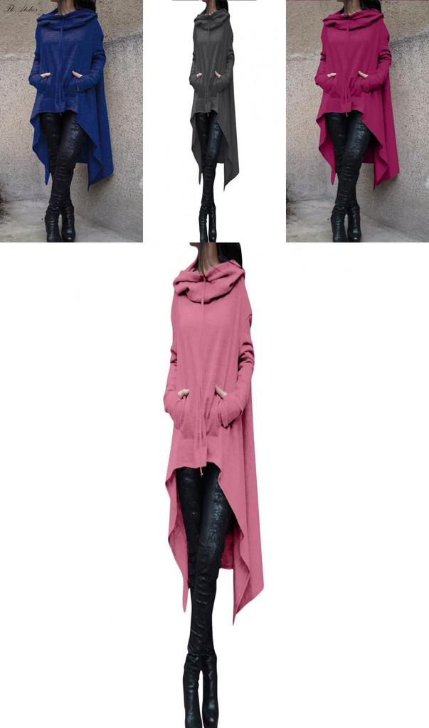 Felpa con Cappuccio da Donna Pulli Con Cappuccio Asimmetrico Lungo e Design Accogliente del Maglione