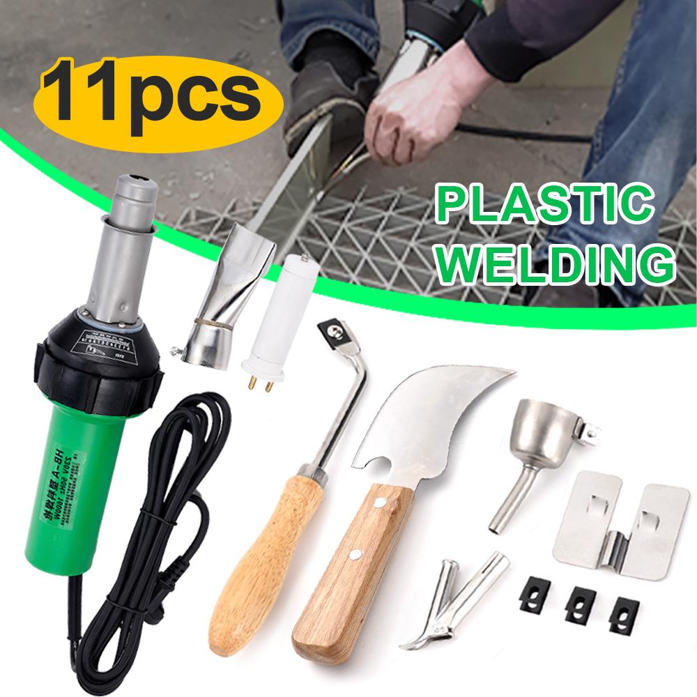 Kit Pistola ad Aria Calda per Saldatura Plastica 1600W AC220V Temperatura Regolabile Con Ugelli Completi Strumenti Per Lavori di Saldatura Riparazione Plastica PVC