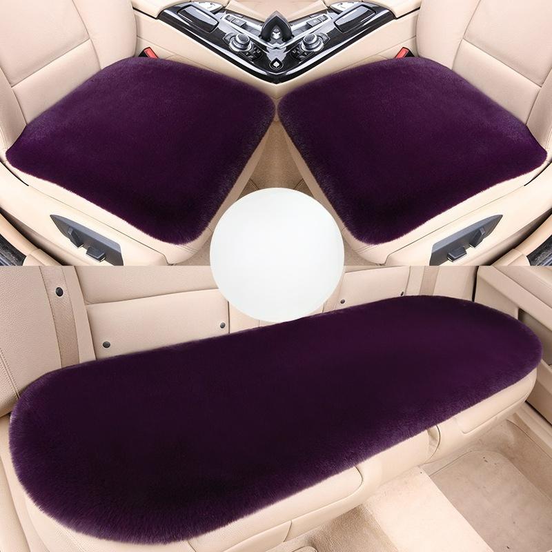 Coussin de siège auto trois pièces en fourrure de lapin d'hiver, coussin de siège auto en fausse fourrure sans dossier, coussin unique