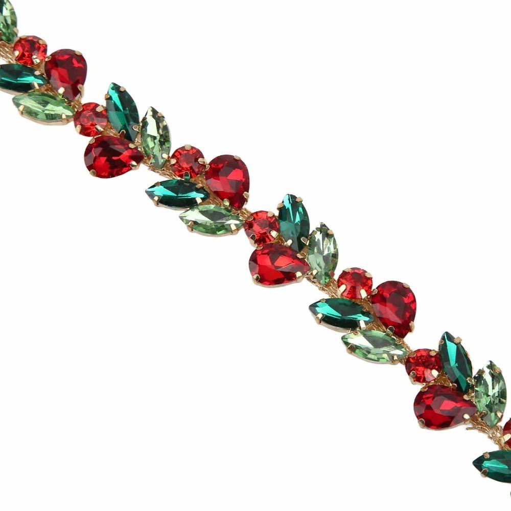 1pcs Shiny Colorful Rhinestone Chain Exquisite Workmanship Crystal Rhinestone Chain DIY Decor красный