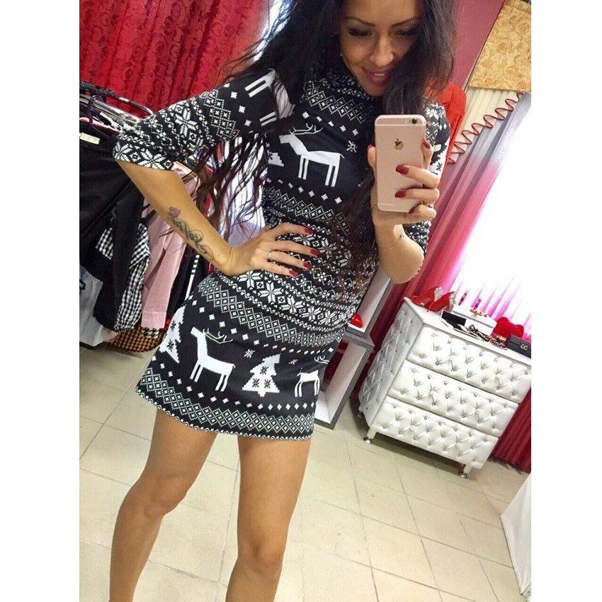 Luxurious Women Long Sleeve Knitted Sweater Sweatshirt Pullover Mini Jumper Dress