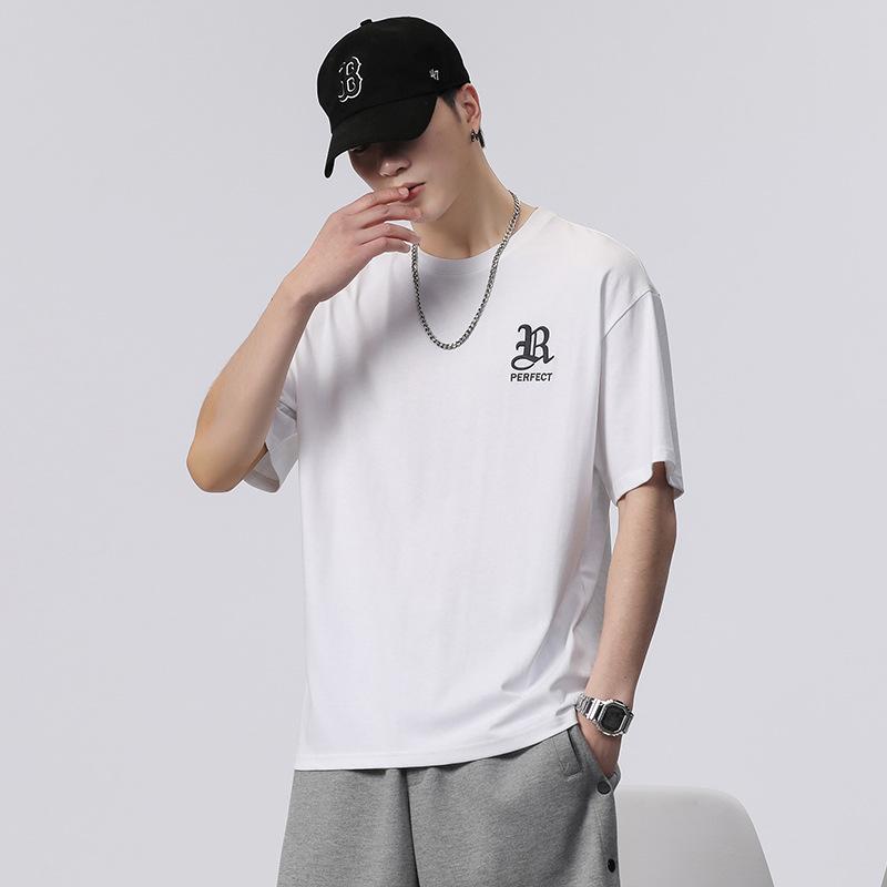 Round Neck Short-sleeved T-shirt for Boys In Summer Loose Knitted Cotton T-shirt Short Top