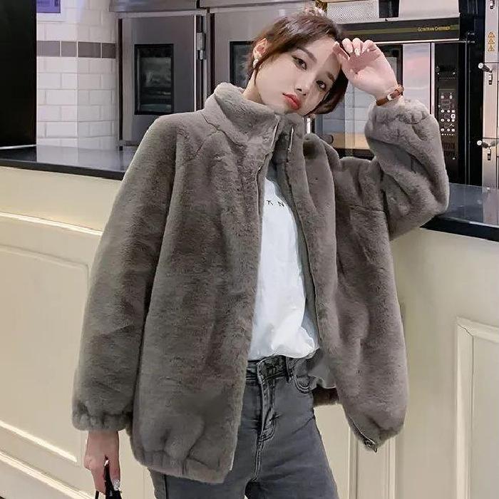 

Женское пальто из искусственного меха норки, новинка осени и зимы, с воротником-стойкой, на подкладке, утолщенное, теплое, из плюша под овчину 3XL