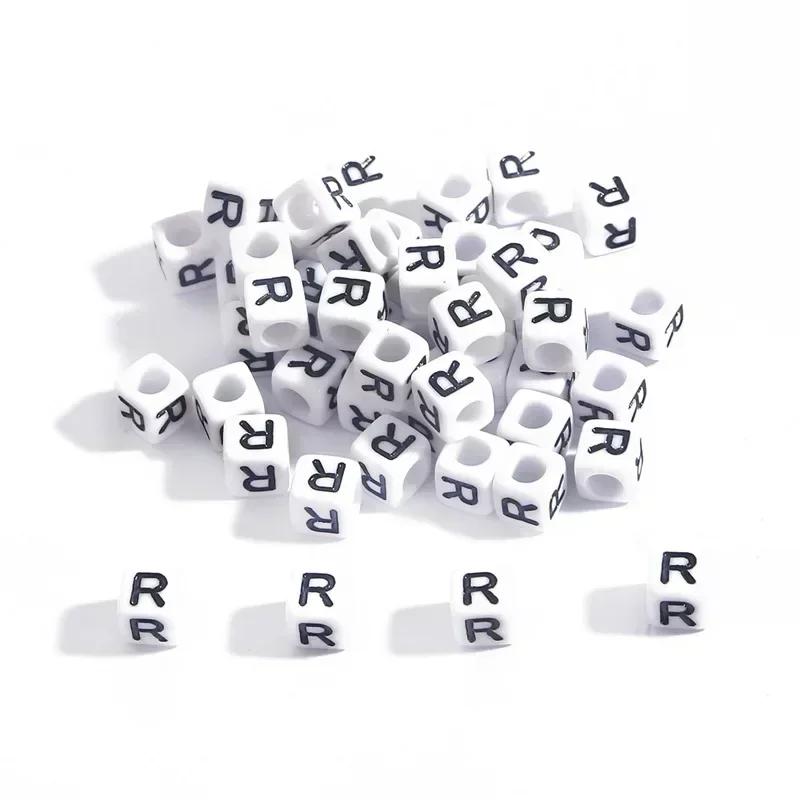 100-500pcs Acrylic A-Z Letter Bead White Square Cube Alphabet Bead for Jewelry Making Diy Bracelet Necklace Earrings Accessories