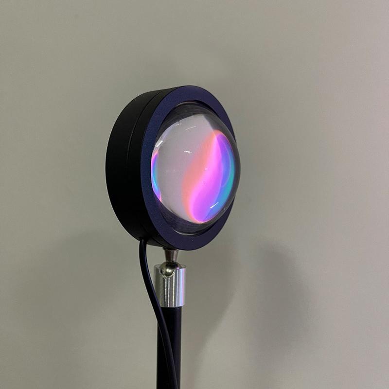 Modern Rechargeable LED Floor Lamp with Rainbow Sunset Sunrise Night Light Projector for Living Room Background Decoration