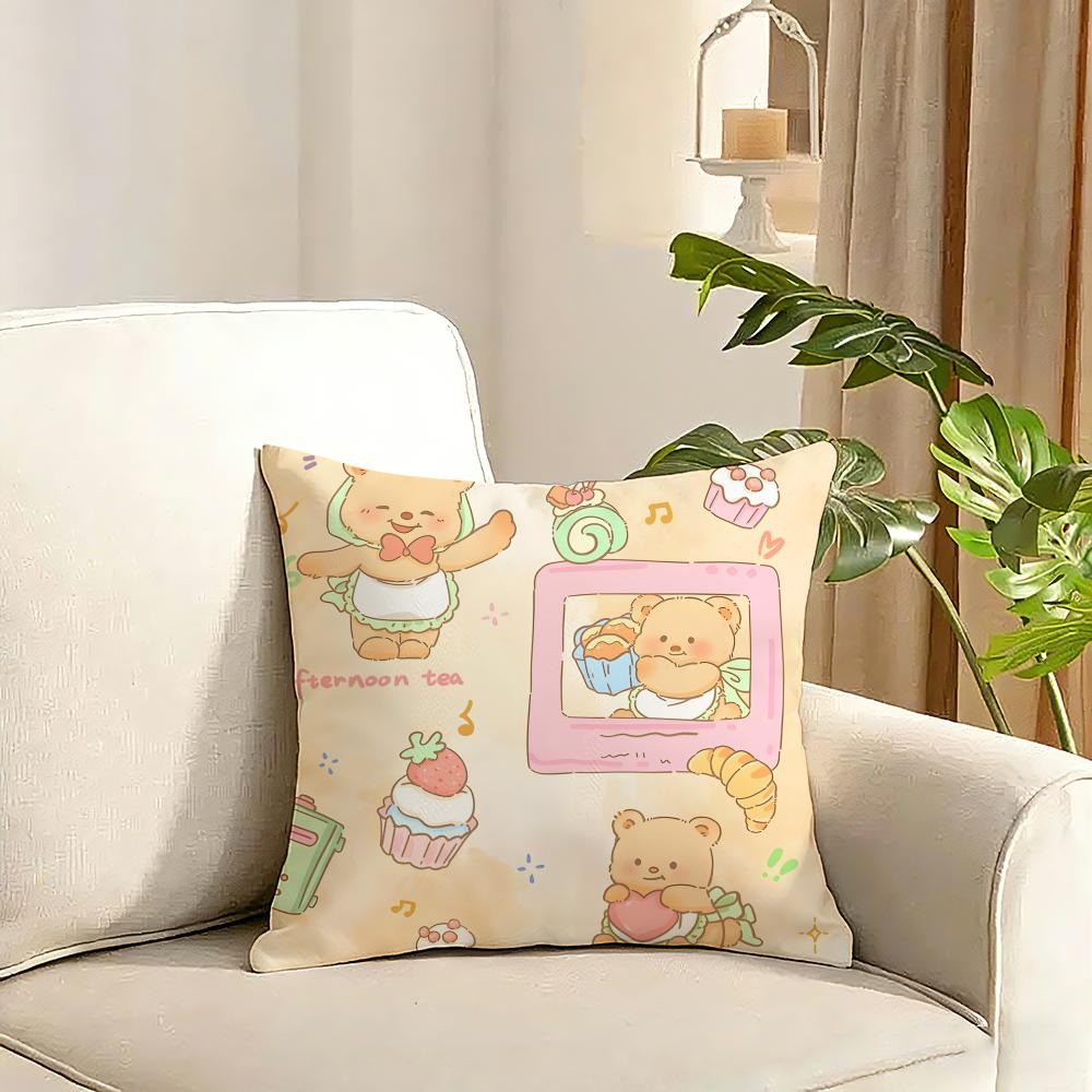 Butterbear Cushion Cover Reversible Plush Pillow Cover Soft Fluffy Home Decor for Sofa Bedroom