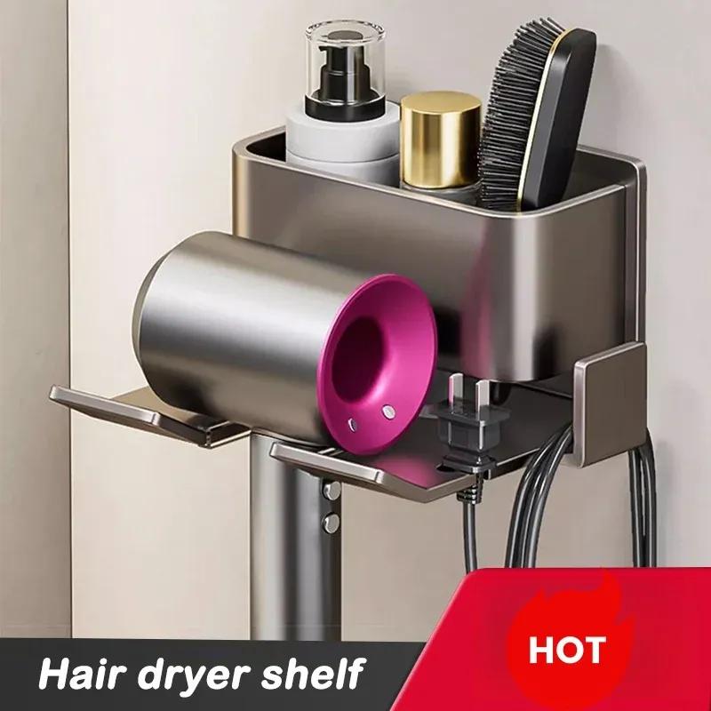 

Bathroom Hair Dryer Holder Wall-mounted Hair Dryer Stand Hairdryer Organizer Box Toilet Blower Holder Bathroom Shelves білий