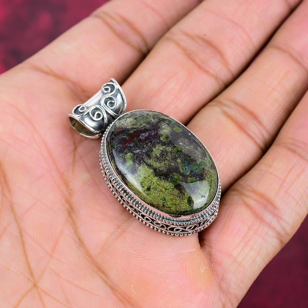 Drakblodshänge, Ädelstenssmycken 925 Sterlingsilverhänge, Gåva till kvinnor Handgjort hänge