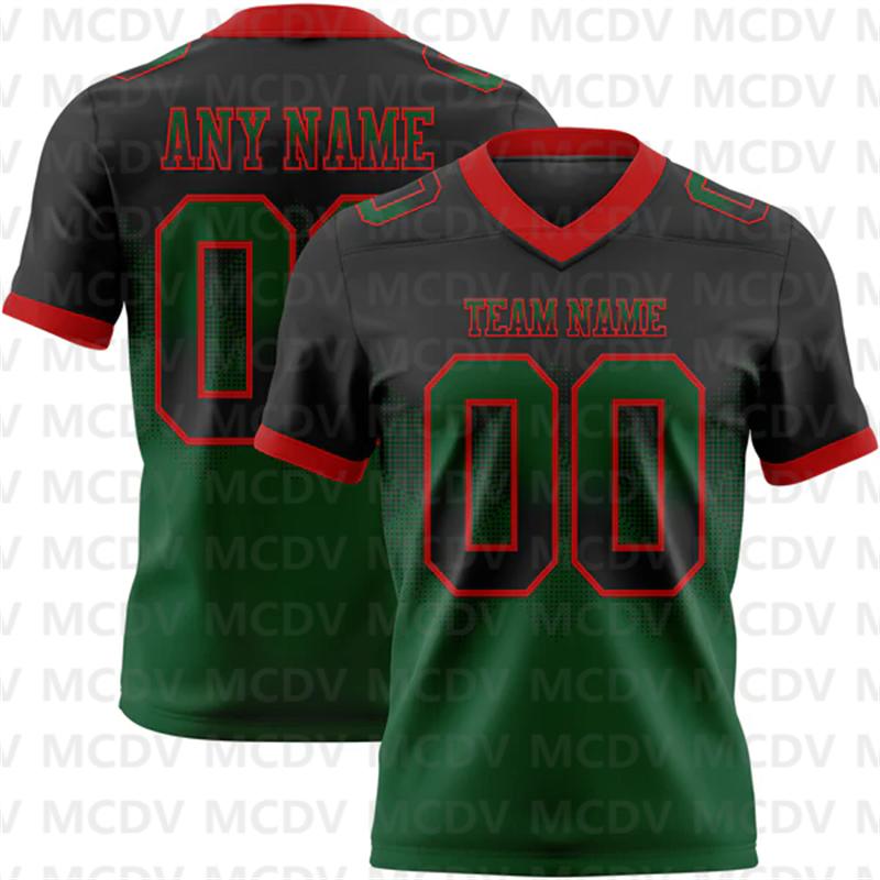 Custom Gradient Square Shape Flag Football Jersey Personlized Team Name and You Name, Number V-Neck Athletic Football T-Shirts