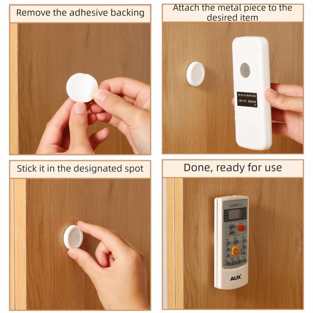 12pcs Self Adhesive Magnetic Remote Control Rack No Hole Punching Dopamine Refrigerator Storage Rack Stable Decorative