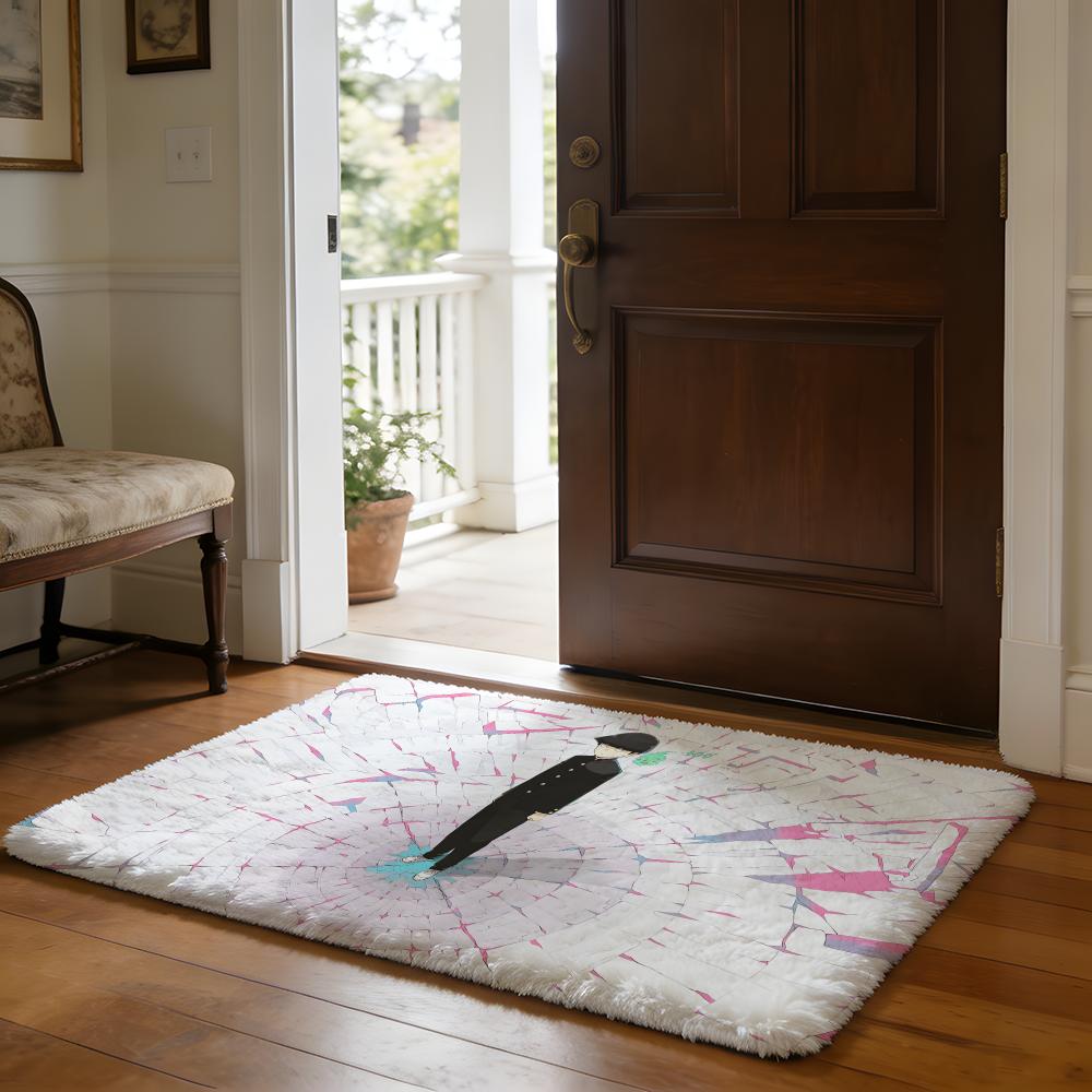 Hot Anime Fun MMob Psycho 100 Floor Mat Soft Flannel Absorbent Mat Non-Slip Rug Home Bedroom Bathroom