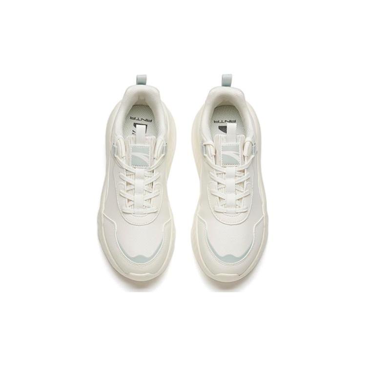Anta Life Collection Synthetic Leather Athletic Shoes Abrasion Resistant Low top Casual Shoes Women's White Green 122118843S-3