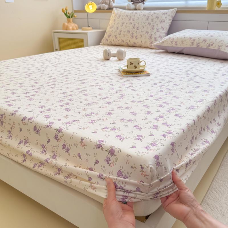 1pc Rose Print Fitted bed sheet with Elastic Band Comfortable and Breathable Single/Queen drap de lit Soft for protector colchon