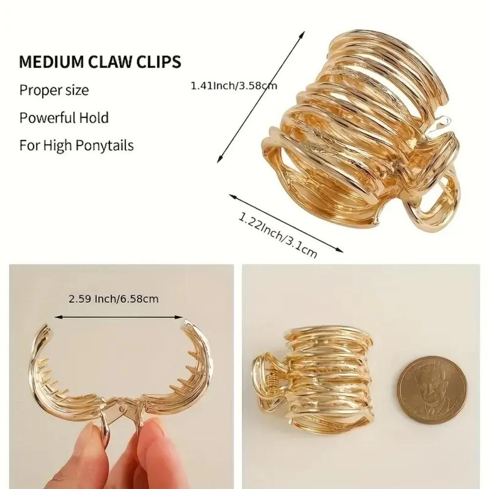 New Fashion Gold Color Hollow Geometric Metal Cross Hairclip Headband Hairpin Hair Claw Crab for Women Headwear Accessories