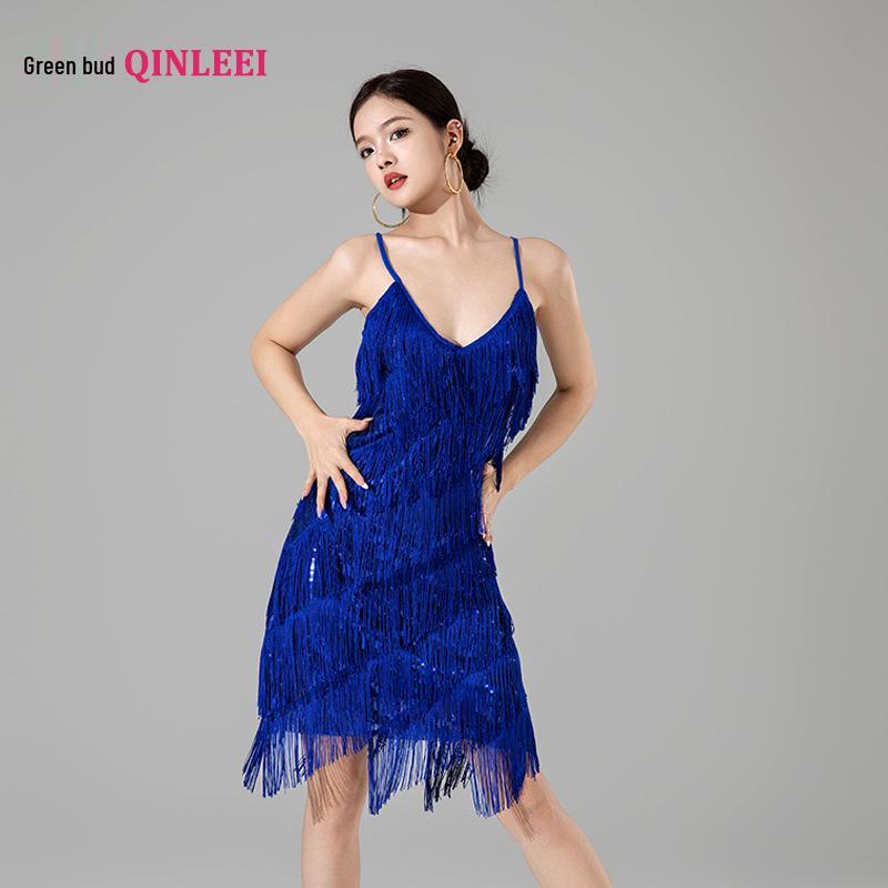 High-End Women's Latin Dance Tassel Dress - Sexy Adult Performance and Competition Costume