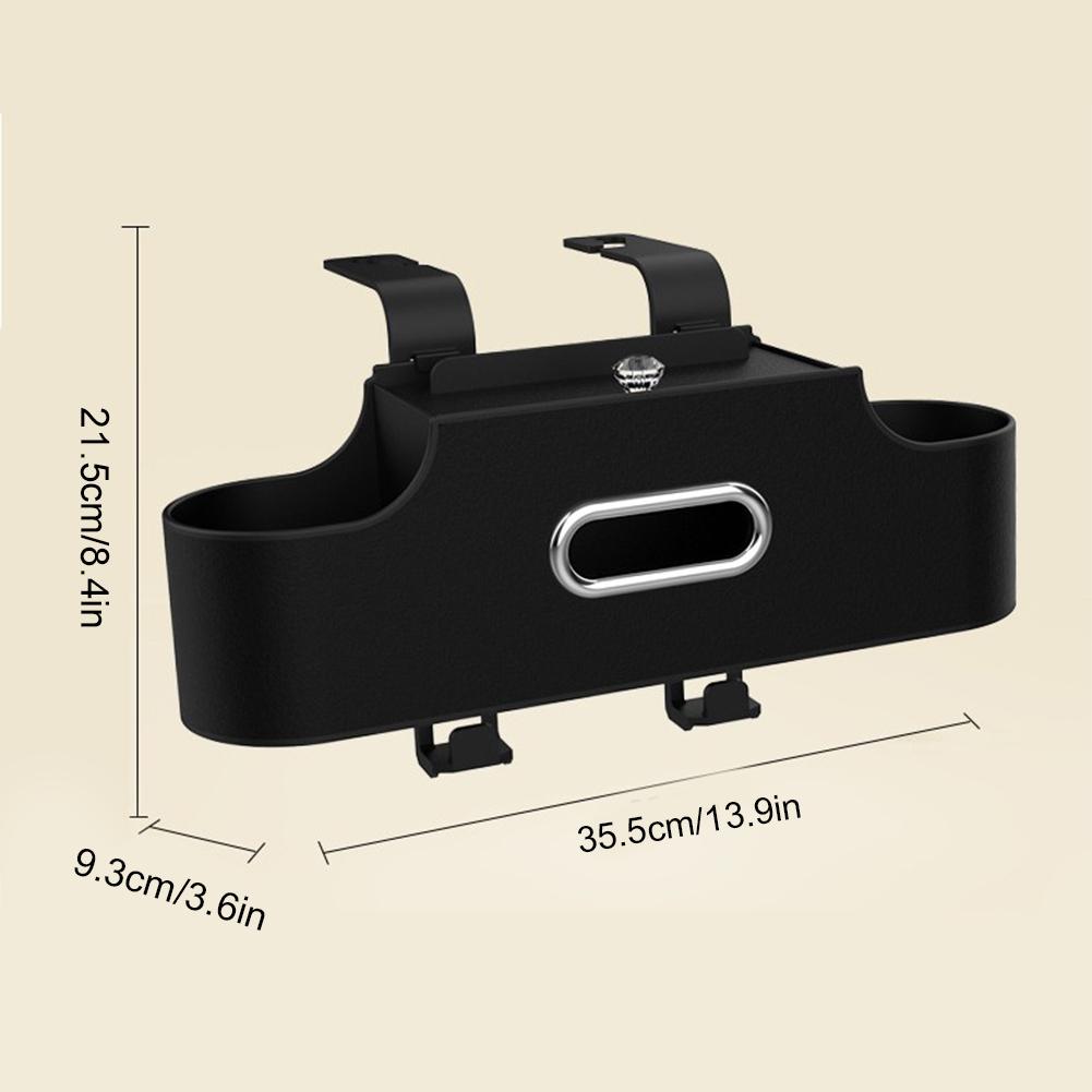 4-In-1 Car Seat Back Storage Bag with Tissue Cup Holder Vehicle Storage Box Hanging Hooks Car Seat Organizer Auto Accessories