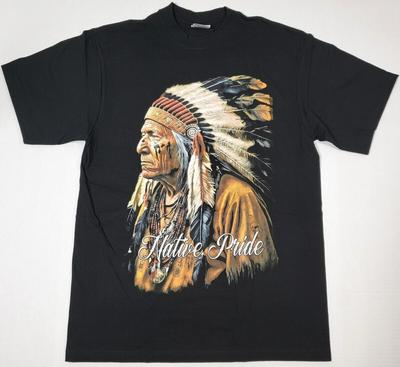 Tricou NATIVE PRIDE Șef Războinic Indian American Tricou Bărbați Negru Nou Tricou Unisex