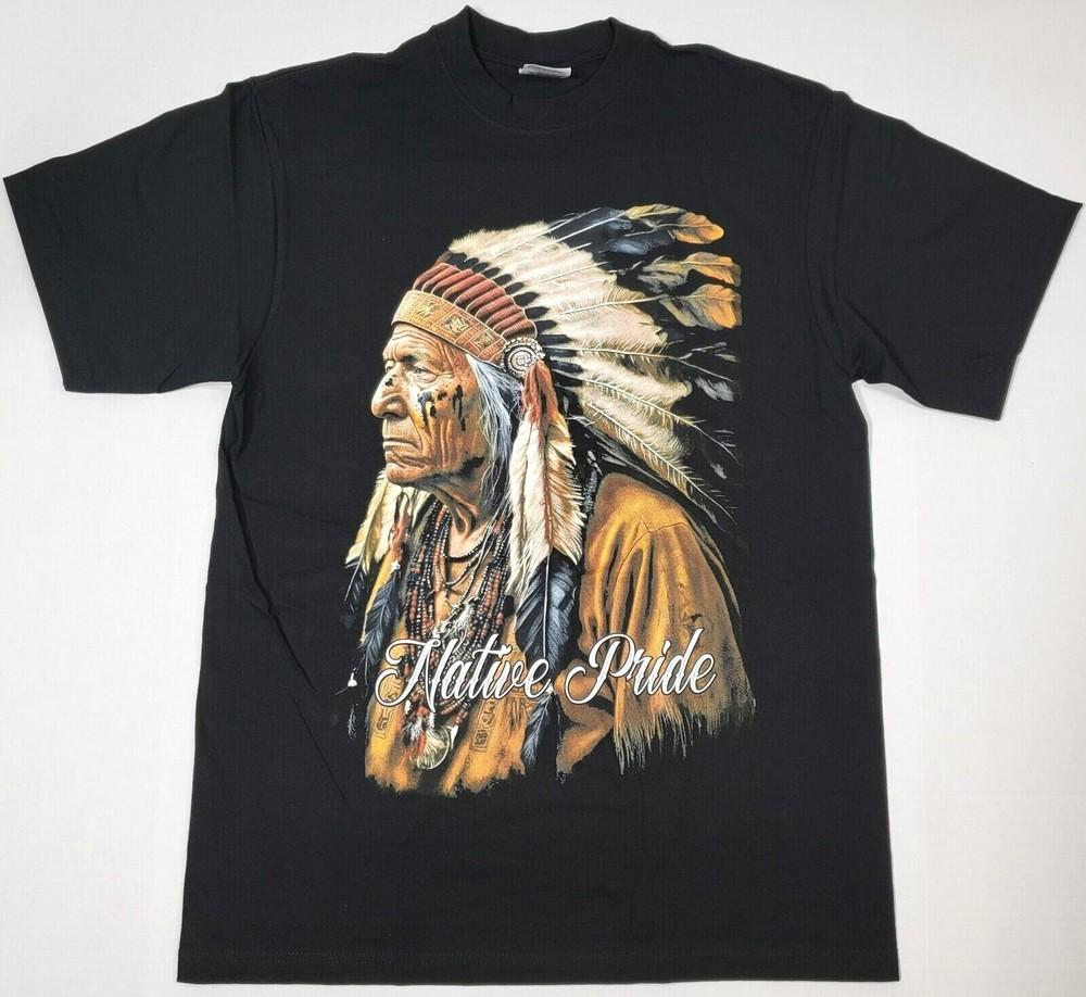 Футболка NATIVE PRIDE Вождь Воин Индеец Америки Мужская Черная Новая Унисекс Футболка XXXXL