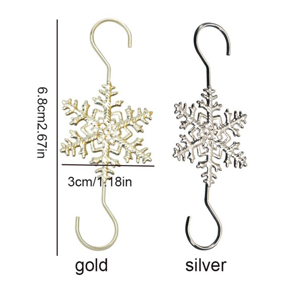 10pcs Snowflake Shape Christmas Wreath Hooks Xmas Tree Decoration Hook  Christmas Sock