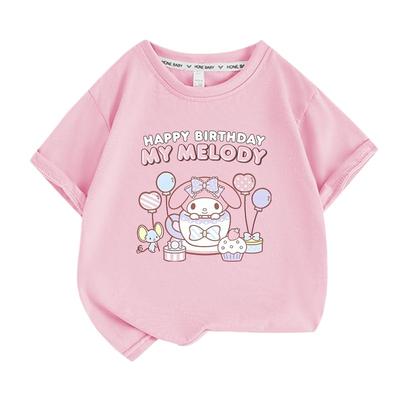 Sanrio Summer Baby Girls 100% Cotton Clothes Kid Children Girl Cute My Melody Printed T-shirts Cartoon Short Sleeve Top Outfits
